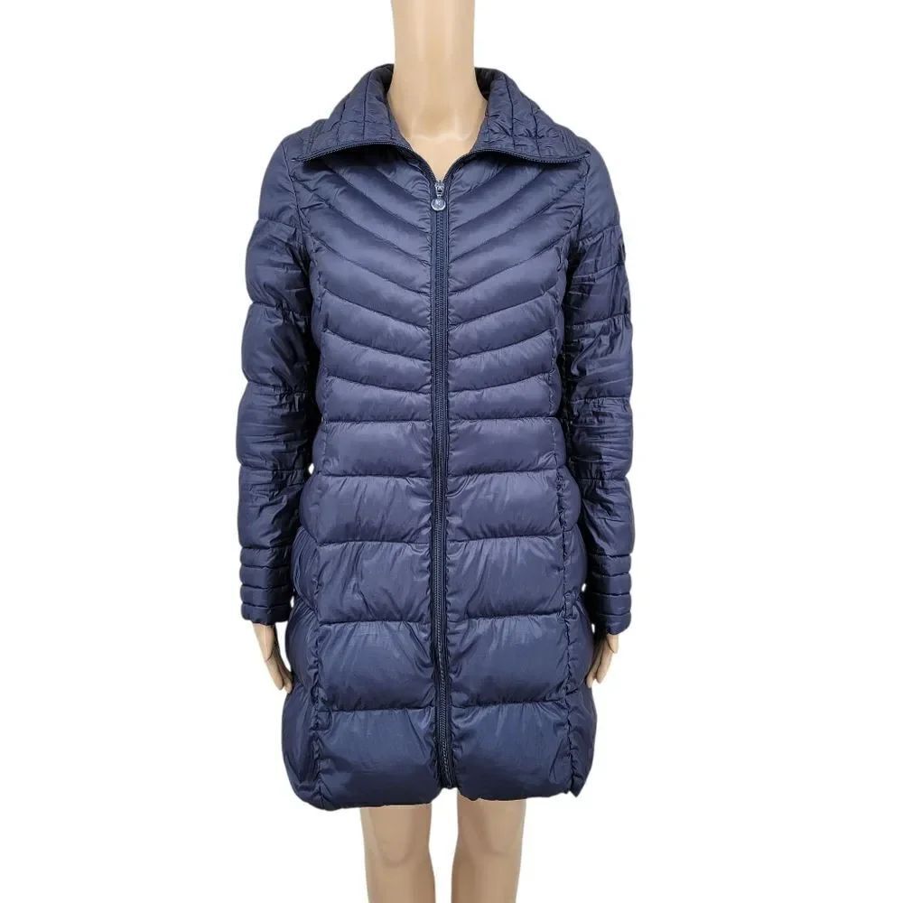 Bernardo Packable Down Women's Quilted Puffer Coat Jacket Navy Blue Women's S